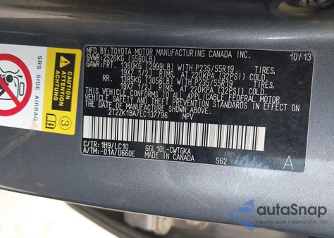 2014 Lexus Rx 350 from USA, damaged, VIN 2T2ZK1BA7EC137796